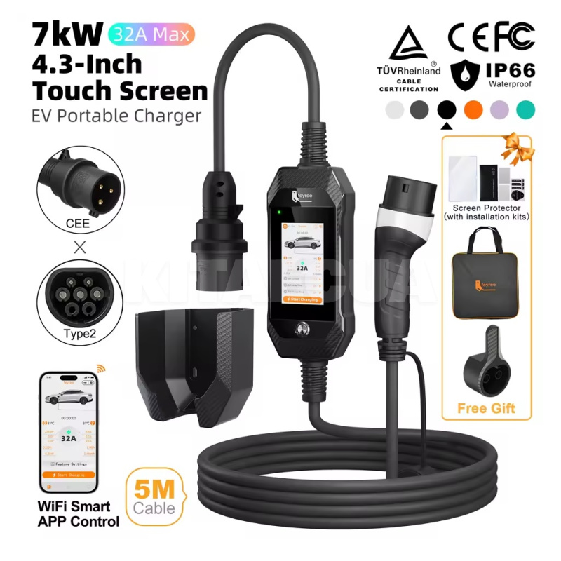 Зарядка для электромобиля Lion EV-Ultra 7.0 кВт Type 2 32A 1-фаза FEYREE (FY7-32-1PH-TP2-ULB) - 2