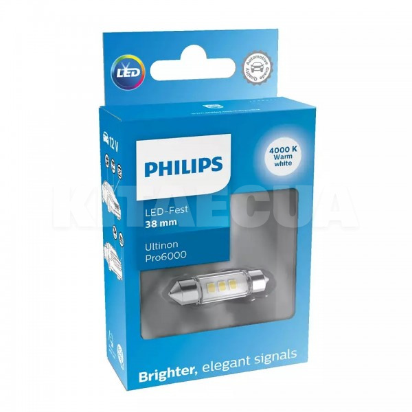 LED лампа для авто Ultinon Pro6000 SV8.5 4000К 38 мм PHILIPS (11854WU60X1) - 2