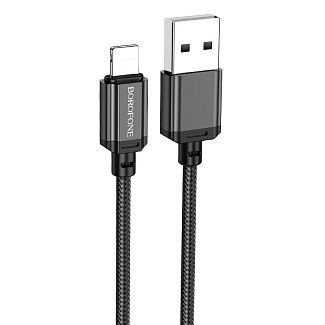 Кабель USB Lightning 2.4A BX87 Sharp 1м чорний BOROFONE