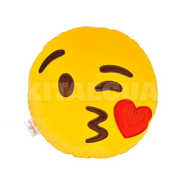 Подушка в машину декоративна "емоджі Kiss" жовта Tigres (ПД-0318)