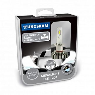 LED лампа для авто Megalight +200% P14.5s 24W 6000K (комплект) TUNGSRAM