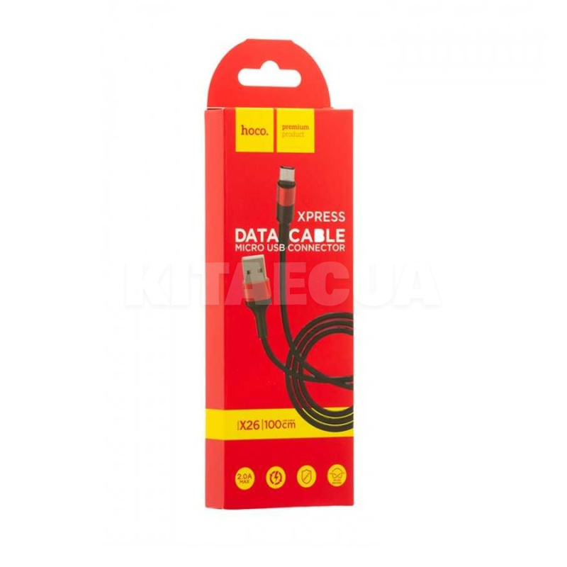 Кабель USB Type-C 2A 18W X26 1м чорний/червоний HOCO (6957531080251) - 2