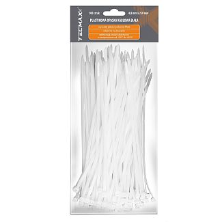 Стяжки белые пластиковые 4.8 х 250 мм 100 шт. TECMAXX