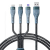 Кабель USB microUSB/Lightning/Type-C 6А PD-B74th 3в1 Azeada 1.3м чорний Proda (PD-B74th-BK)