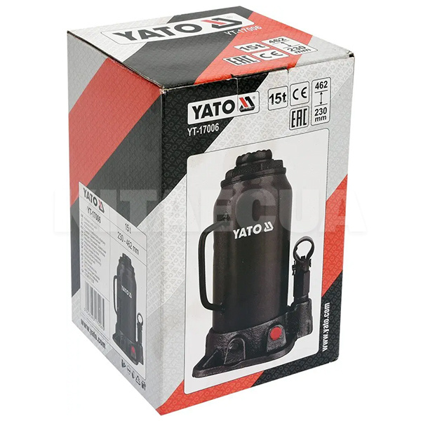 Домкрат гідравлічний пляшковий 15т (230мм-462мм) YATO (YT-17006) - 2