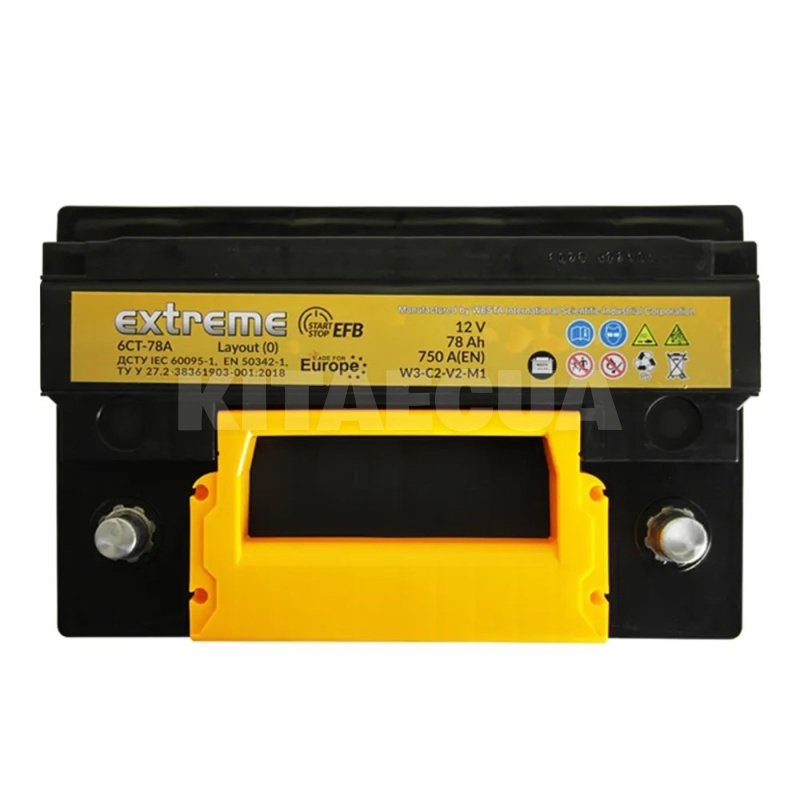 Акумулятор автомобільний 78Ач 750А "+" праворуч EXTREME (EXT 6CT-78(0) EFB) - 3