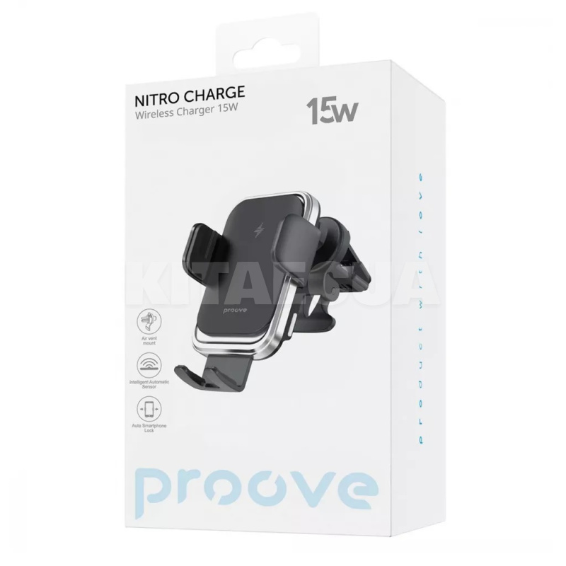 Автомобільний тримач на дефлектор Nitro Charge 15W з бездротовою зарядкою PROOVE (555370001) - 2