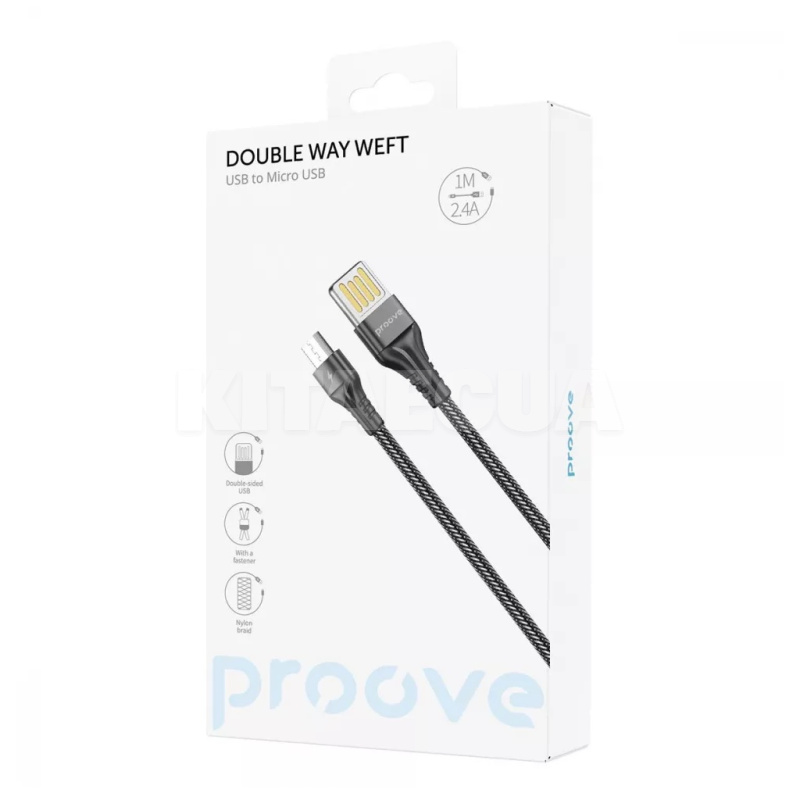 Кабель USB Micro USB 2.4A 1м Double Way Weft білий PROOVE (508770003) - 6