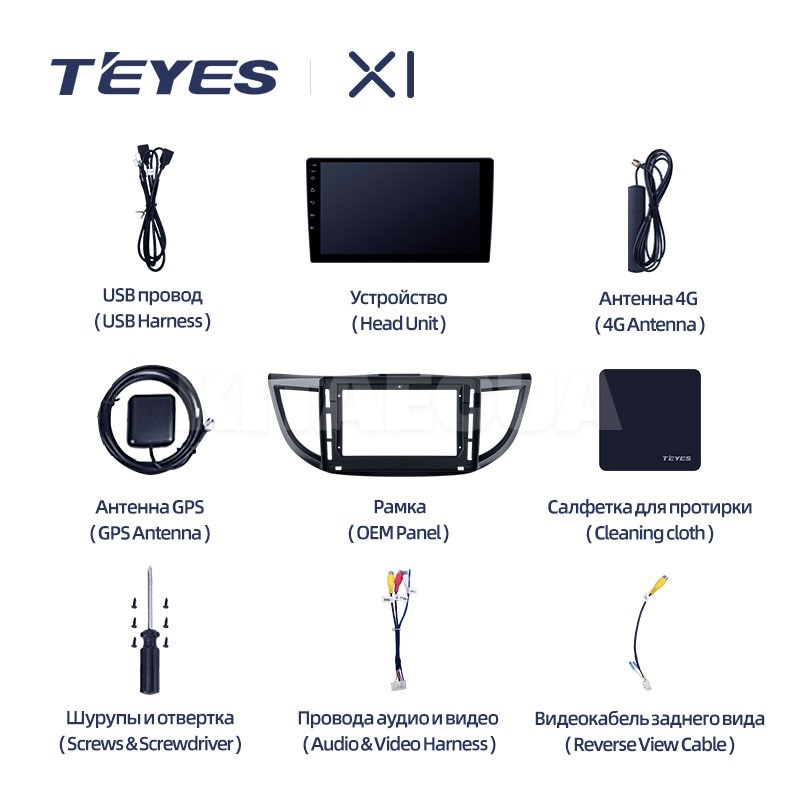 Штатна магнітола X1 2+32Gb 10" Honda CR-V 4 RE 2011-2018 (C) Teyes (37931) - 2