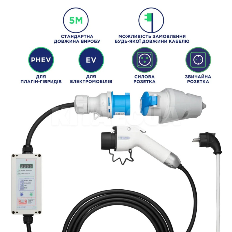 Зарядка для электромобиля GB/T AC 7.4 кВт 32А 1-фаза EXPERT+ UACHARGER (CHC-EX120731HL-21-8) - 6