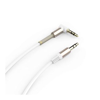 Кабель mini Jack 3.5 mm - mini Jack 3.5 mm 1.5м белый пружина VITOL