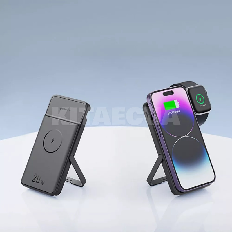 Повербанк Qi Power Stand 2in1 10000mAh 20W черный PROOVE (577320001) - 4