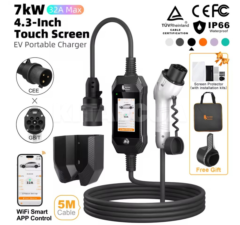 Зарядка для электромобиля GB/T AC 7.0 кВт 32A 1-фаза Lion Ultra FEYREE (FY7-32-1PH-GBT-ULB) - 2