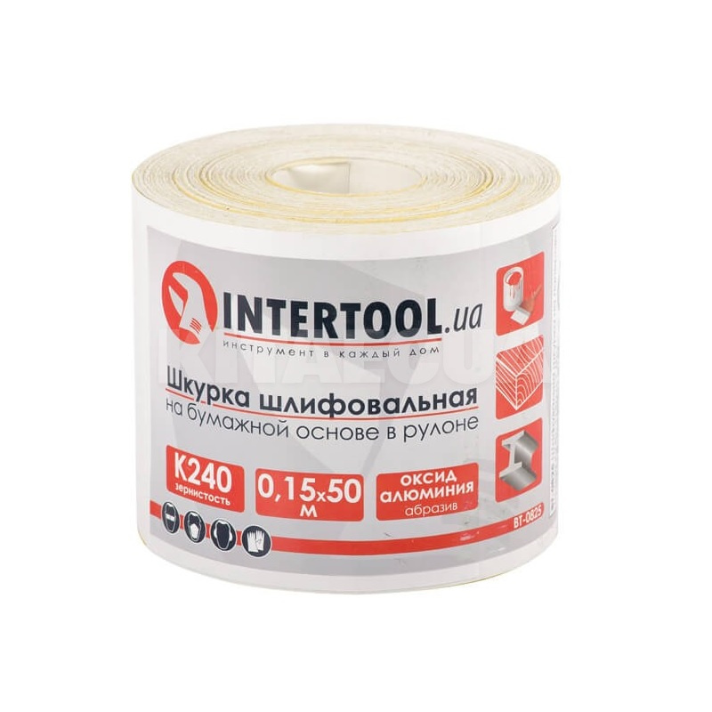 Наждачная бумага 115мм х 50м на бумажной основе К240 Intertool (BT-0825)