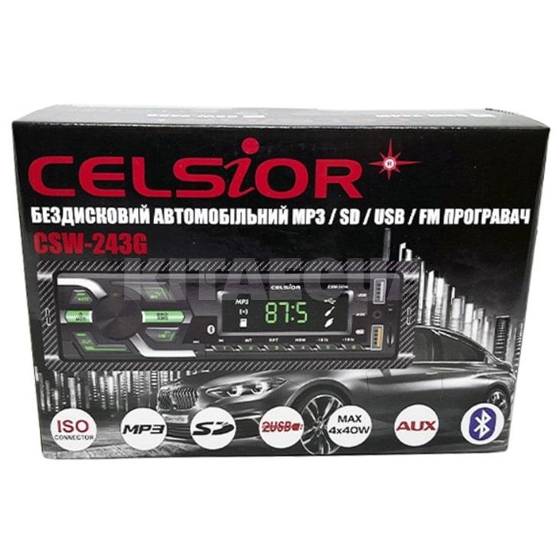 Автомагнитола 1DIN 4x40W LCD-дисплеем с зеленой подсветкой CSW-243 G Celsior (112184) - 3