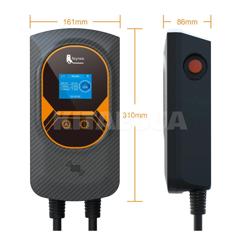 Зарядка для электромобиля Type Tesla 7.4 кВт 32А 1-фаза Taurus Wi-Fi FEYREE на Все для электромобилей Подбор по авто (FY7-32-1PH-TS-CS-TAU) - 3