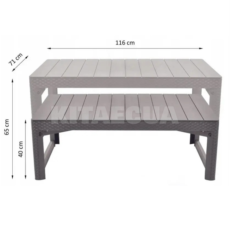 Стол для сада пластиковый Keter Lyon rattan table бежевий до 75 кг Allibert (8711245143453) - 3