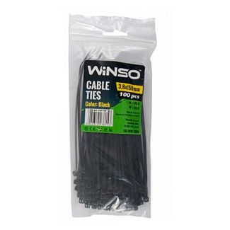 Стяжки черные пластиковые 150 х 3.6 мм 100 шт. Winso