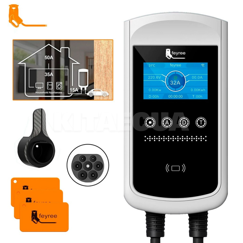 Зарядка для электромобиля Pisces EV-DLB 7.4 кВт GB/T AC 32А 1-фаза FEYREE (FY7-32-1P-GBT-CS-PIS)