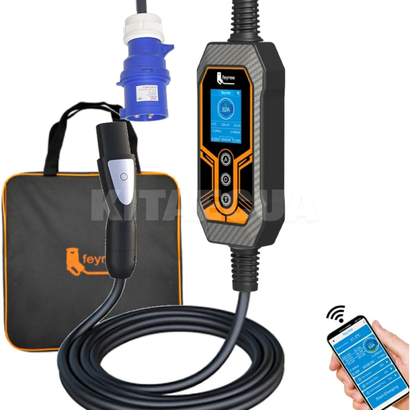 Зарядка Tesla 3 7.4 кВт 32A 1-фаза Type Tesla (американське авто) Wi-Fi Lion King FEYREE (FY7-32-1PH-TS-K8)