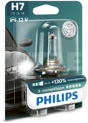 Галогенова лампа H7 12V 55W X-TremeVision +130% PHILIPS (PS 12972XV+B1)