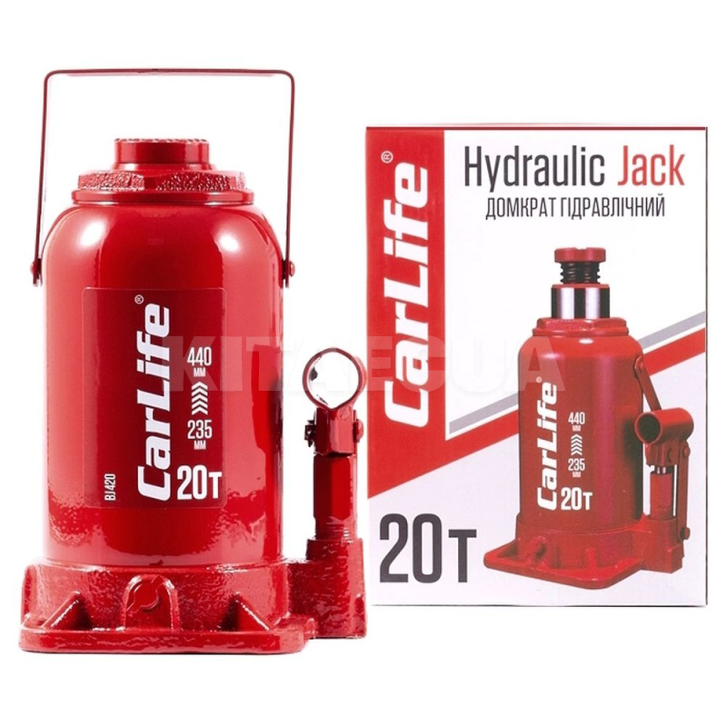 Домкрат гідравлічний пляшковий 20т (235мм-440мм) CARLIFE (BJ420) - 2