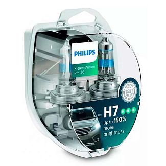 Галогенні лампи H7 55W 12V X-treme Vision +150% комплект PHILIPS
