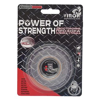Двусторонняя клейкая лента 2 м х 19 мм прозрачная Power of Strength Virok