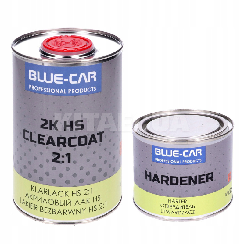 Лак HS глянсовий 1л двокомпонентний безбарвний + затверджувач 0.5л BLUE-CAR (00000065906-BLUE-CAR)