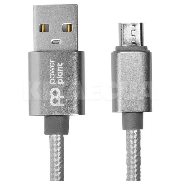 Кабель USB microUSB 2.4А 1м сірий PowerPlant (CA912339)