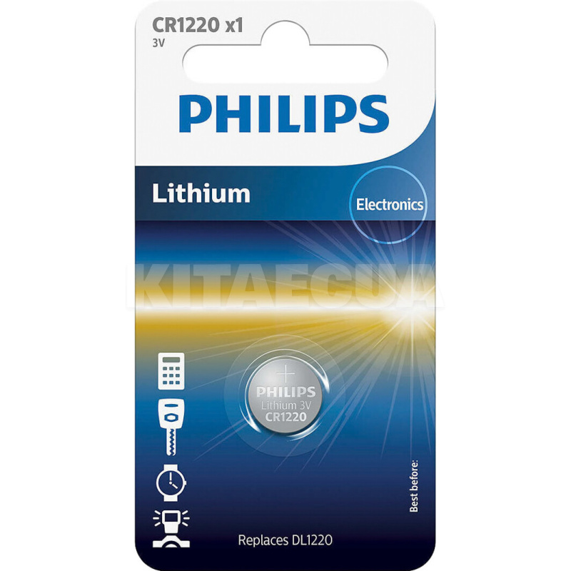 Батарейка дисковая литиевая 3,0 В CR1220 Minicells Lithium PHILIPS (PS CR1220/00B)