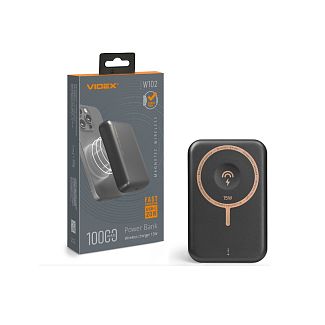 Повербанк с беспроводной зарядкой VPB-W102 10000mAh PD20W серый VIDEX