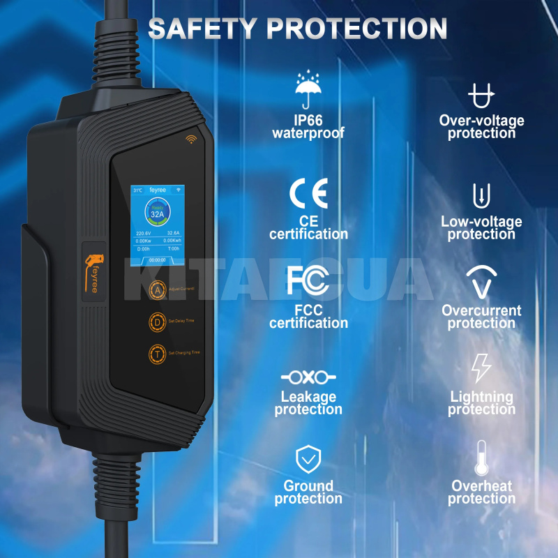 Зарядка для електромобіля Type 2 7.4 кВт 32A 1-фаза Wi-Fi Hero FEYREE (FY7-32-1PH-TP2-H8) - 4