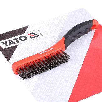 Щітка з металу 4-рядна нержавіюча сталь з пластиковою ручкою YATO