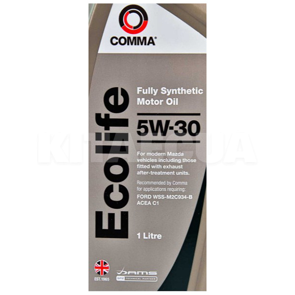 Масло моторное синтетическое 1л 5W-30 ECOLIFE COMMA (BA12E5) - 3