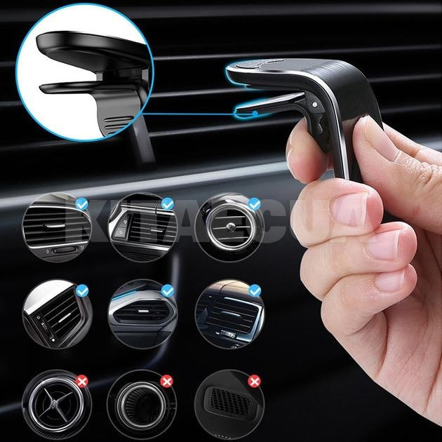 Автомобільний утримувач телефону Flat Magnetic Black магнітний на дефлектор XO (XO-C82BK) - 7