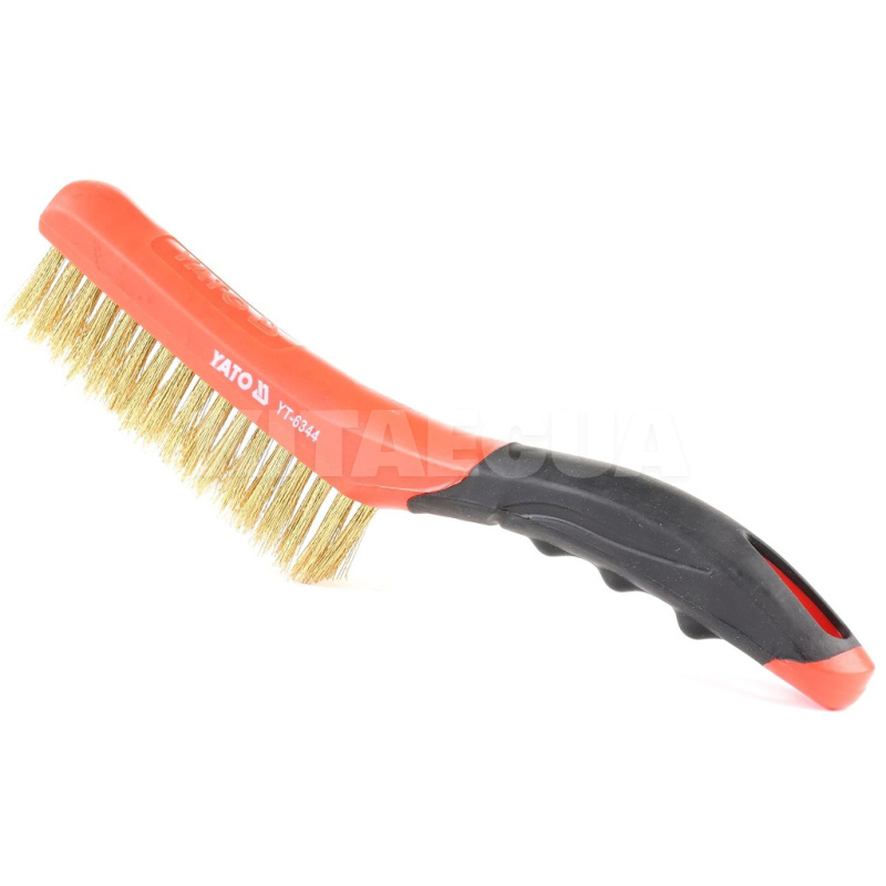 Щітка з металу 4-рядна латунна з пластиковою ручкою YATO (YT-6344)