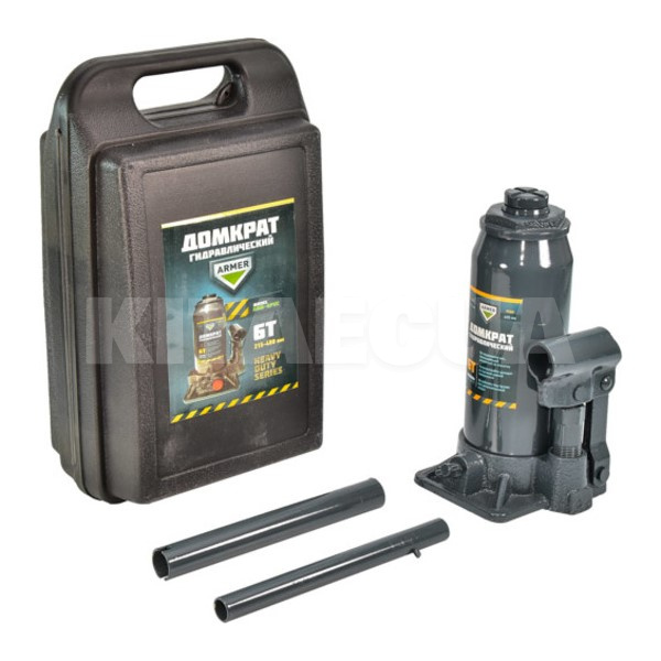 Домкрат гідравлічний пляшковий до 6т (215-400) мм) пластиковий кейс ARMER (ARM-6PVC)