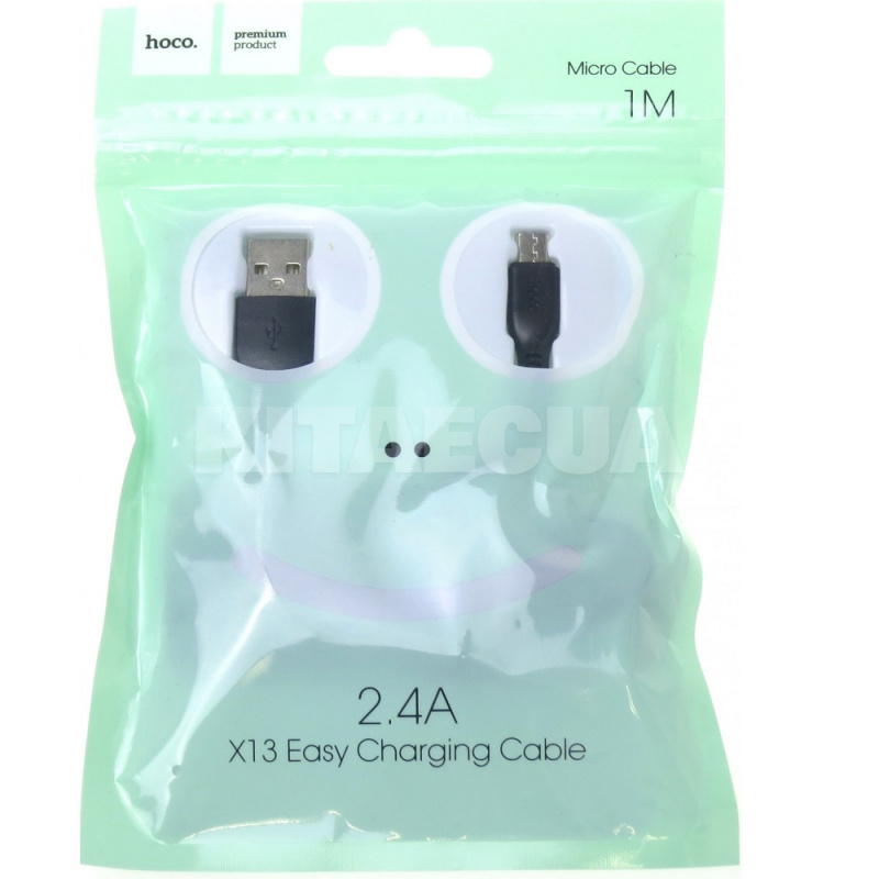 Кабель USB - microUSB 2.4A X13 1м черный HOCO (6957531061168) - 2