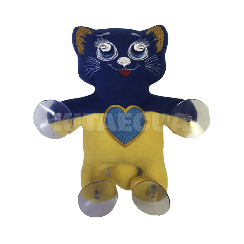 Игрушка для автомобиля сине-желтая на присосках Кот "Кот Патриот с большим сердцем" (363543723)