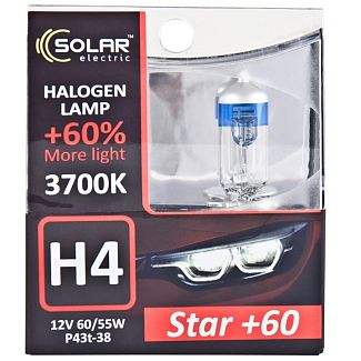 Галогенні лампи H4 60/55W 12V Starlight +60% комплект Solar