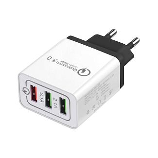 Зарядний пристрій 3 USB 4.8A Quick Charge 3.0 чорне QC-300 XoKo