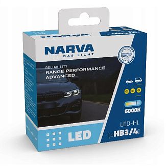 LED лампа для авто HB3/HB4 19W 6000K Range Power Advanced +100% NARVA