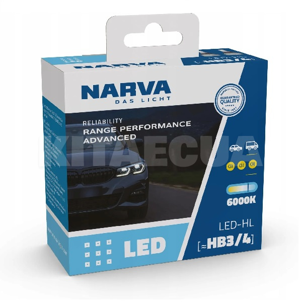 LED лампа для авто HB3/HB4 19W 6000K Range Power Advanced +100% NARVA (181858100)