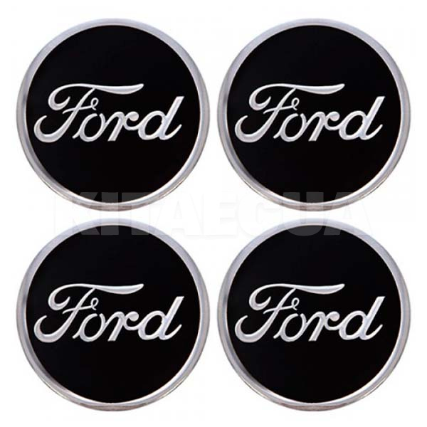 Наклейка на колпаки D90 мм "FORD" черные 4шт. VITOL (D4FORD4)