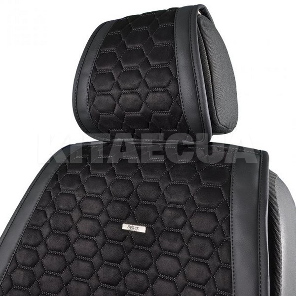 Накидка на передні сидіння чорна з підголівником 2 шт. Monte Carlo BELTEX (BX81150) - 3
