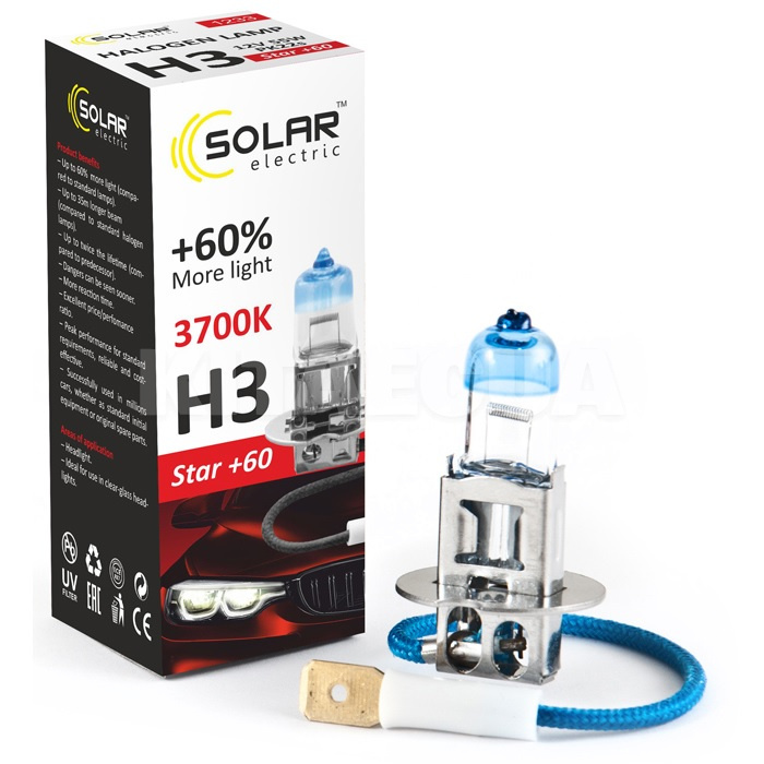 Галогенная лампа H3 55W 12V Starlight +60% Solar (1233)