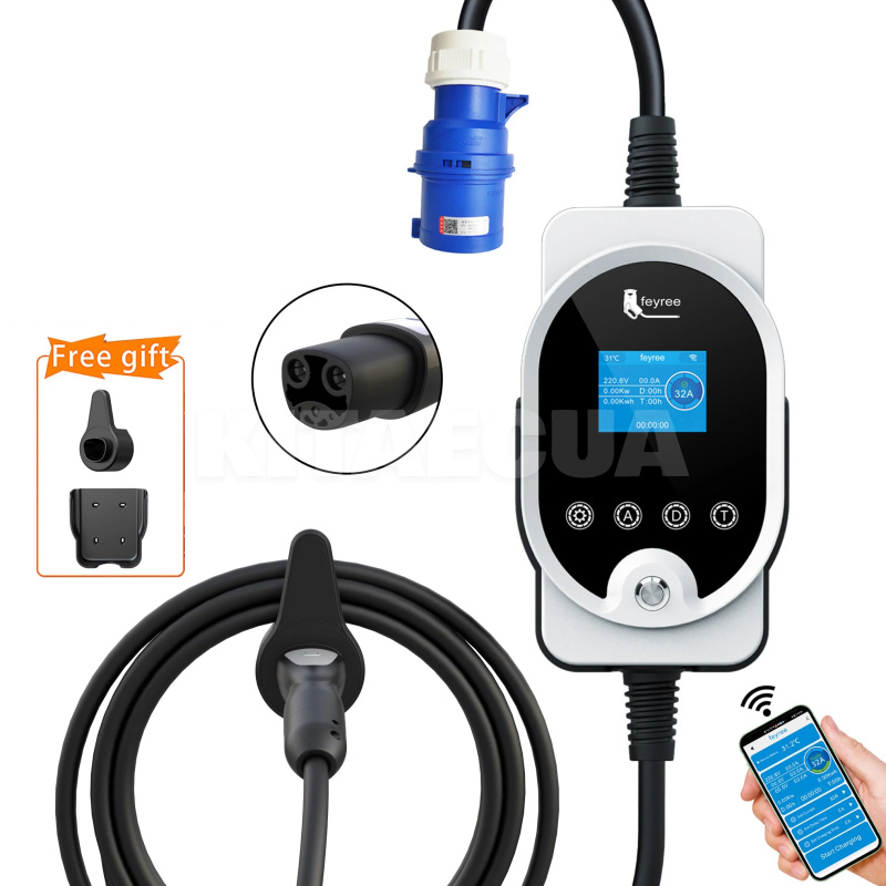 Зарядка Tesla 3 7.4 кВт 32A 1-фаза Type Tesla (американское авто) Wi-Fi Master FEYREE (FY7-32-1PH-TS-M8)