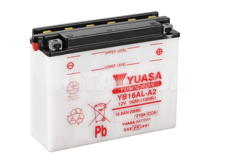 Мото аккумулятор 16Ач 210A "+" справа Yuasa (YB16AL-A2-CP)