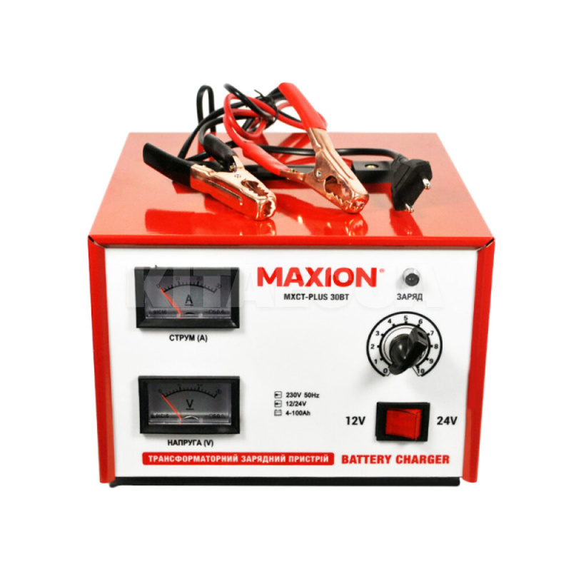 зарядний пристрій для акумулятора 12В/24В 100Ач 10A трансформаторне MAXION (MXCT-PLUS 30BT) - 2